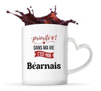 Otshirt Tasse Cœur Priorite N1 dans ma vie C'est mon Bearnais - Mug - Idée Tasse Personnalisable en forme de Cœur Cadeau Anniversaire Fête Original Famille Travail Départ Collègue Retraite Noël.