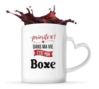 Otshirt Tasse Cœur Priorite N1 dans ma vie C'est mon Boxe - Mug - Idée Tasse Personnalisable en forme de Cœur Cadeau Anniversaire Fête Original Famille Travail Départ Collègue Retraite Noël.