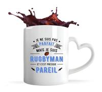 Otshirt Tasse Cœur Rugby 6 Noir | Mug | Idée Tasse Personnalisable en forme de Cœur Cadeau Anniversaire Fête Original Famille Travail Départ Collègue Retraite Noël.