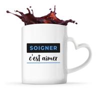 Otshirt Tasse Cœur Soigner Cest Aimer - Mug - Idée Tasse Personnalisable en forme de Cœur Cadeau Anniversaire Fête Original Famille Travail Départ Collègue Retraite Noël. - Noir&Bleu - 4