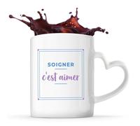 Otshirt Tasse Cœur Soigner Cest Aimer - Mug - Idée Tasse Personnalisable en forme de Cœur Cadeau Anniversaire Fête Original Famille Travail Départ Collègue Retraite Noël. - Bleu&Violet - 3