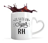 Otshirt Tasse Cœur Super RH | Mug avec anse en forme de Coeur | Idée Cadeau Petit Ami Copain Collègue Père Noël Anniversaire Fête des Pères