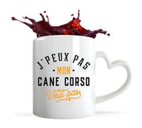 Otshirt Tasse Cœur Tasse Coeur Mon Cane Corso ne veut pas | Mug avec anse en forme de Coeur | Idée Cadeau Propriétaire Chien Humour Drôle Marrant Original Anniversaire