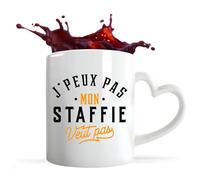 Otshirt Tasse Cœur Tasse Coeur Mon Staffie ne veut pas | Mug avec anse en forme de Coeur | Idée Cadeau Propriétaire Chien Humour Drôle Marrant Original Anniversaire