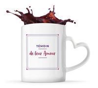 Otshirt Tasse Cœur Temoin de Leur Amour - Mug - Idée Tasse Personnalisable en forme de Cœur Cadeau Anniversaire Fête Original Famille Travail Départ Collègue Retraite Noël. - Violet&Rouge - 3