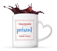 Otshirt Tasse Cœur Toujours Present pour Vous - Mug - Idée Tasse Personnalisable en forme de Cœur Cadeau Anniversaire Fête Original Famille Travail Départ Collègue Retraite Noël. - Rouge&Bleu - 3