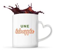Otshirt Tasse Cœur Une Echappee - Mug - Idée Tasse Personnalisable en forme de Cœur Cadeau Anniversaire Fête Original Famille Travail Départ Collègue Retraite Noël. - Kaki&Orange - 2
