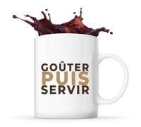 Otshirt Tasse Gouter Puis Servir - Mug - Idée Tasse Personnalisable Cadeau Anniversaire Fête Original Famille Travail Départ Collègue Retraite Noël. - Marron - 1