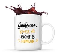 Otshirt Tasse Guillaume - source de bonne humeur - Mug - Idée Cadeau Prénom Personnalisable Humour Anniversaire Fête Retraite Drôle Original Collègue