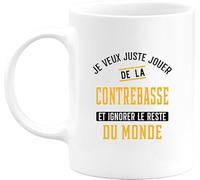 Otshirt Tasse jouer de la contrebasse et ignorer le monde | Mug Céramique 325ml, Imprimé en France, cadeau humour anniversaire original rigolo humoristique