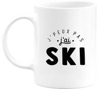Otshirt Tasse j'peux pas j'ai ski 2 | Mug Céramique 325ml, Imprimé en France, cadeau humour anniversaire original rigolo humoristique