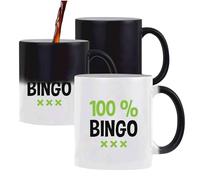 Otshirt Tasse Magique 100% bingo | Mug | Idée Tasse Personnalisable qui change de couleur Cadeau Anniversaire Fête Original Famille Travail Départ Collègue Retraite Noël.