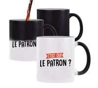 Otshirt Tasse Magique C'est Qui Le Patron | Mug qui change couleur avec la chaleur | Idée Cadeau Directeur Chef Humour Professionnel Anniversaire Bureau Original Drôle