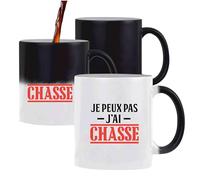 Otshirt Tasse Magique Je peux pas j’ai chasse | Mug | Idée Tasse Personnalisable qui change de couleur Cadeau Anniversaire Fête Original Famille Travail Départ Collègue Retraite Noël.
