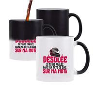 Otshirt Tasse Magique Je Suis sur ma Moto | Mug qui change couleur avec la chaleur | Idée Cadeau Mob Mobeur Motard Passion Moto Humour Original Anniversaire Noël Rider Biker Drôle