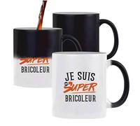 Otshirt Tasse Magique Je suis un super bricoleur | Mug | Idée Tasse Personnalisable qui change de couleur Cadeau Anniversaire Fête Original Famille Travail Départ Collègue Retraite Noël.