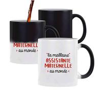 Otshirt Tasse Magique La meilleure Assistante maternelle | Mug | Idée Tasse Personnalisable qui change de couleur Cadeau Anniversaire Fête Original Famille Travail Départ Collègue Retraite Noël.