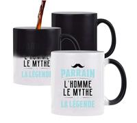 Otshirt Tasse Magique Parrain la Légende 2 | Mug qui change couleur avec la chaleur | Idée Cadeau Humour Original Noël Anniversaire Baptême Famille Parrainage