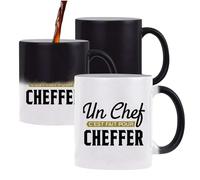 Otshirt Tasse Magique Un Chef c'est fait pour cheffer | Mug qui change couleur avec la chaleur | Idée Cadeau Patron Directeur Humour Professionnel Anniversaire Bureau Original Drôle