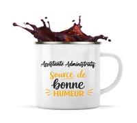 Otshirt Tasse Métal Assistante administratif - source de bonne humeur copie - Mug - Idée Tasse Personnalisable en Métal Cadeau Camping Fête Original Famille Travail Départ Collègue Retraite Noël.