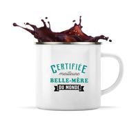 Otshirt Tasse Métal Certifiee Meilleure BelleMere du monde copie - Mug - Idée Tasse Personnalisable en Métal Cadeau Anniversaire Camping Fête Original Famille Travail Départ Collègue Retraite Noël.
