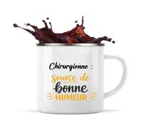Otshirt Tasse Métal Chirurgienne - source de bonne humeur copie - Mug - Idée Tasse Personnalisable en Métal Cadeau Anniversaire Camping Fête Original Famille Travail Départ Collègue Retraite Noël.