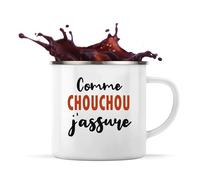 Otshirt Tasse Métal Comme Chouchou J'assure - Mug Emaillé - Idée Tasse Métal Personnalisable Cadeau Anniversaire Fête Original Famille Travail Départ Collègue Retraite Noël.