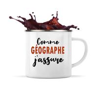 Otshirt Tasse Métal Comme Géographe J'assure - Mug Emaillé - Idée Tasse Métal Personnalisable Cadeau Anniversaire Fête Original Famille Travail Départ Collègue Retraite Noël.