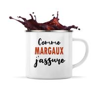 Otshirt Tasse Métal Comme Margaux J'assure - Mug Emaillé - Idée Tasse Métal Personnalisable Cadeau Anniversaire Fête Original Famille Travail Départ Collègue Retraite Noël.