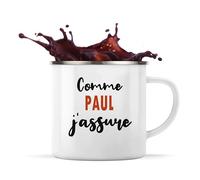 Otshirt Tasse Métal Comme Paul J'assure - Mug Emaillé - Idée Tasse Métal Personnalisable Cadeau Anniversaire Fête Original Famille Travail Départ Collègue Retraite Noël.