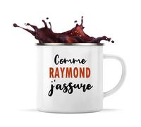 Otshirt Tasse Métal Comme Raymond J'assure - Mug Emaillé - Idée Tasse Métal Personnalisable Cadeau Anniversaire Fête Original Famille Travail Départ Collègue Retraite Noël.