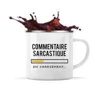 Otshirt Tasse Métal Commentaire Sarcastique | 360 ml Mug Émaillé Métallique | Idée Cadeau Humour Drôle Marrant Beauf Original Anniversaire Fête