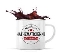 Otshirt Tasse Métal de la Meilleure Mathématicienne du monde 1- Mug Emaillé - Idée Tasse Métal Personnalisable Cadeau Anniversaire Fête Original Famille Travail Départ Collègue Retraite Noël.
