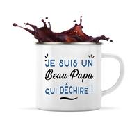 Otshirt Tasse Métal d'un Beau-Papa qui déchire - Mug Emaillé - Idée Tasse Métal Personnalisable Cadeau Anniversaire Fête Original Famille Travail Départ Collègue Retraite Noël.
