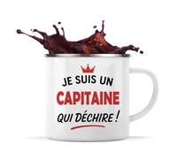 Otshirt Tasse Métal d'un Capitaine qui déchire 2- Mug Emaillé - Idée Tasse Métal Personnalisable Cadeau Anniversaire Fête Original Famille Travail Départ Collègue Retraite Noël.