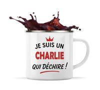 Otshirt Tasse Métal d'un Charlie qui déchire 2- Mug Emaillé - Idée Tasse Métal Personnalisable Cadeau Anniversaire Fête Original Famille Travail Départ Collègue Retraite Noël.