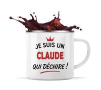 Otshirt Tasse Métal d'un Claude qui déchire 2- Mug Emaillé - Idée Tasse Métal Personnalisable Cadeau Anniversaire Fête Original Famille Travail Départ Collègue Retraite Noël.