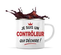 Otshirt Tasse Métal d'un Contrôleur qui déchire 2- Mug Emaillé - Idée Tasse Métal Personnalisable Cadeau Anniversaire Fête Original Famille Travail Départ Collègue Retraite Noël.