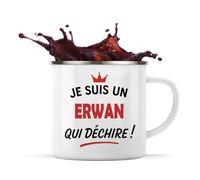 Otshirt Tasse Métal d'un Erwan qui déchire 2- Mug Emaillé - Idée Tasse Métal Personnalisable Cadeau Anniversaire Fête Original Famille Travail Départ Collègue Retraite Noël.