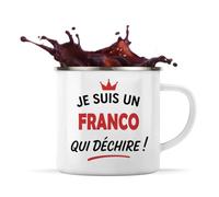 Otshirt Tasse Métal d'un Franco qui déchire 2- Mug Emaillé - Idée Tasse Métal Personnalisable Cadeau Anniversaire Fête Original Famille Travail Départ Collègue Retraite Noël.