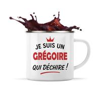 Otshirt Tasse Métal d'un Grégoire qui déchire 2- Mug Emaillé - Idée Tasse Métal Personnalisable Cadeau Anniversaire Fête Original Famille Travail Départ Collègue Retraite Noël.