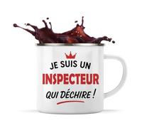 Otshirt Tasse Métal d'un Inspecteur qui déchire 2- Mug Emaillé - Idée Tasse Métal Personnalisable Cadeau Anniversaire Fête Original Famille Travail Départ Collègue Retraite Noël.