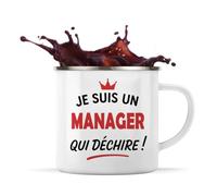 Otshirt Tasse Métal d'un Manager qui déchire 2- Mug Emaillé - Idée Tasse Métal Personnalisable Cadeau Anniversaire Fête Original Famille Travail Départ Collègue Retraite Noël.