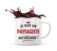 Otshirt Tasse Métal d'un Paysagiste qui déchire 2- Mug Emaillé - Idée Tasse Métal Personnalisable Cadeau Anniversaire Fête Original Famille Travail Départ Collègue Retraite Noël.