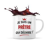 Otshirt Tasse Métal d'un Prêtre qui déchire 2- Mug Emaillé - Idée Tasse Métal Personnalisable Cadeau Anniversaire Fête Original Famille Travail Départ Collègue Retraite Noël.