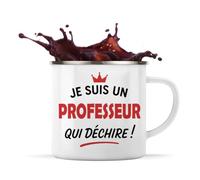 Otshirt Tasse Métal d'un Professeur qui déchire 2- Mug Emaillé - Idée Tasse Métal Personnalisable Cadeau Anniversaire Fête Original Famille Travail Départ Collègue Retraite Noël.