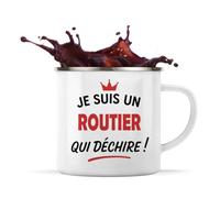 Otshirt Tasse Métal d'un Routier qui déchire 2- Mug Emaillé - Idée Tasse Métal Personnalisable Cadeau Anniversaire Fête Original Famille Travail Départ Collègue Retraite Noël.