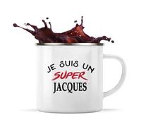 Otshirt Tasse Métal d'un Super Jacques - Mug Emaillé - Idée Tasse Métal Personnalisable Cadeau Anniversaire Fête Original Famille Travail Départ Collègue Retraite Noël.