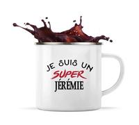 Otshirt Tasse Métal d'un Super Jérémie - Mug Emaillé - Idée Tasse Métal Personnalisable Cadeau Anniversaire Fête Original Famille Travail Départ Collègue Retraite Noël.