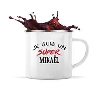 Otshirt Tasse Métal d'un Super Mikaël - Mug Emaillé - Idée Tasse Métal Personnalisable Cadeau Anniversaire Fête Original Famille Travail Départ Collègue Retraite Noël.